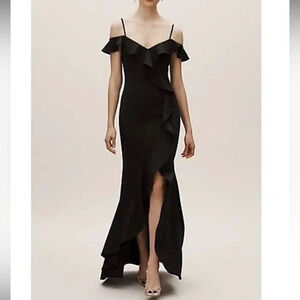 NWT BHLDN Lafayette Maxi Ruffle Dress Black Size 4